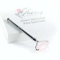 Rolo facial Ashley Aesthetics em aço inoxidável e quartzo rosa
