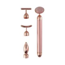 Rolo Facial Vibratório De Quartzo Rosa 4 Em 1 Massageador De Olhos De Jade Em Forma De T Para Rolo Facial Vibratório De Quartzo Rosa 4 Em 1 Massageador De Olhos De Jade Em Forma De T Para