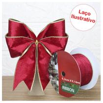 Rolo Fita Aramada Natal Vermelho Camurça Decoração Natalina 6,3cm x 9,14m - Gici Christmas