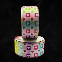 Rolo Fita Junina São João Laço Modelo XADREZ CORAÇÃO COLORIDO C32