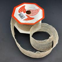 Rolo Fita Juta Metálica Decoração Natal 60mm X 50m Kit 2pçs