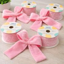 Rolo Fita Pelúciada Aramada Rosa Páscoa 6,3cm 2,7m Kit 2pçs