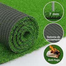 Rolo Grama Sintética 7mm Tapete Artificial Jardim Verde 1m²