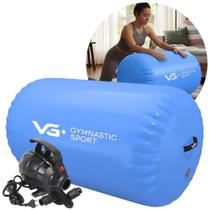 Rolo Inflável para Ginástica 120cm Roller Yoga com Bomba Elétrica 110v VG Plus Azul Rolo Inflável para Ginástica 120cm Roller Yoga com Bomba Elétrica 110v VG Plus Azul