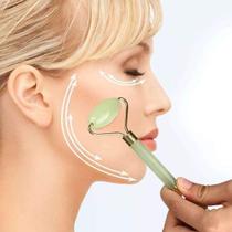 Rolo Jade Massageador Facial Pedra Massoterapia Anti Estresse e Anti Rugas Drenagem Skin Care Olheiras - MBFit