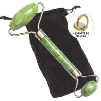 Rolo Massageador Facial Anti Estresse Quartzo Verde + Suporte Celular CBRN15665 Rolo Massageador Facial Anti Estresse Quartzo Verde + Suporte Celular CBRN15665