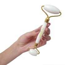 Rolo Massageador Facial Galvanizado Pedra Jade Branca Rolo Massageador Facial Galvanizado Pedra Jade Branca
