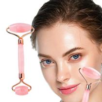 Rolo Massageador Facial Pedra Quartzo Rosa Jade Anti-rugas