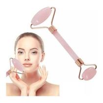 Rolo Massageador Facial Pedra Quartzo Rosa Jade Anti-rugas Pedra rosa