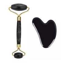 Rolo Massageador Jade Pedra Natural de Obsidiana e Gua Sha - Wapshop