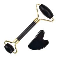 Rolo Massageador Obsidiana Negra + Guasha Coração - Smart GR