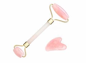 Rolo Massageador Quartzo Rosa + Guasha Coração - Smart Gr