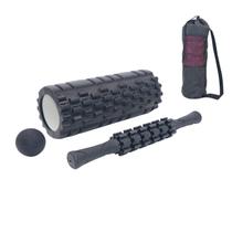 Rolo massagem liberação miofascial 5x1 foam roller com bastão massagem e bola lacrosse e mini band com bolsa pra carregar