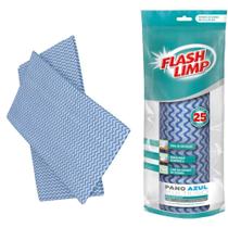 Rolo Pano Azul Multiuso 25 Peças Faxina Limpeza - Flash Limp