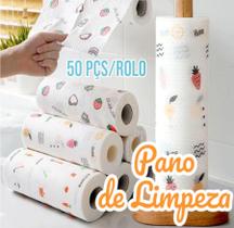 Rolo Pano De Limpeza Reutilizável 50 Peças Absorvente Água Preguiçoso Lava e Seca Multiuso