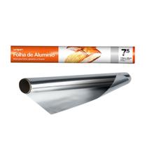 Rolo Papel Folha de Alumínio 45cm x 7,5m Culinária Alimentos Uso Profissional 1 Unidade