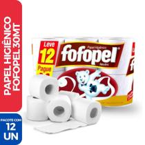 Rolo Papel Higiênico 30MTS Fofopel Folha Dupla - 12 Unidades - SUZANO