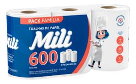 Rolo Papel Toalha Multiuso Cozinha Megarolos 600 folhas 3un