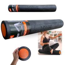 Rolo para Exercicios Alongamento e Equilibrio 90cm Pilates Yoga Liveup Sports Fisioterapia Preto Laranja