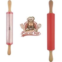 Rolo para massa de silicone vermelho cabo madeira bons cheff 42x5,2cm de ø Rolo para massa de silicone vermelho cabo madeira bons cheff 42x5,2cm de ø