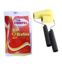 Rolo Para Pintura De Espuma Com Cabo De Metal Plastico Kit Com 2 Pecas 9 E 5Cm - Compel