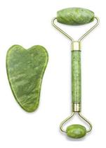 Rolo Pedra De Jade Massageador + Placa Gua Sha Anti Estresse Rolo Pedra De Jade Massageador + Placa Gua Sha Anti Estresse