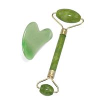 Rolo Pedra De Jade + Placa Gua Sha Massagem Facial Anti Ruga - Legacy