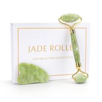 Rolo Pedra De Jade +placa Gua Sha Massagem Facial Anti Rugas