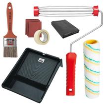 Rolo Pintura + Garfo + Trincha 50Mm + Bandeja + Lona + Lixa Rolo Pintura + Garfo + Trincha 50Mm + Bandeja + Lona + Lixa