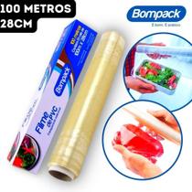 Rolo Plastico Filme Transparente Pvc Bompack 28cm X 100m