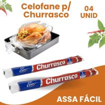 Rolos celofane com 04 unid 45cm x 4 metros para churrasco, assados, life clean