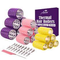 Rolos de cabelo térmicos Asani 37 Self Grip com 18 clipes e pente