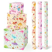 Rolos de papel de embrulho WERNNSAI Dinosaur Pink 17x300cm 3 rolos