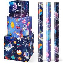 Rolos de papel de embrulho WERNNSAI Space Blue Galaxy Birthday Rolos de papel de embrulho WERNNSAI Space Blue Galaxy Birthday