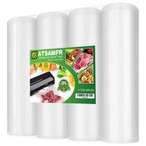 Rolos de sacos de alimentos com selador a vácuo de 8 x 50 cm, pacote com 4 ATSAMFR Rolos de sacos de alimentos com selador a vácuo de 8 x 50 cm, pacote com 4 ATSAMFR