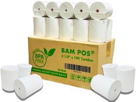 Rolos térmicos de papel para recibos BAM POS 3 1/8 x 190 mm (30 rolos) Rolos térmicos de papel para recibos BAM POS 3 1/8 x 190 mm (30 rolos)