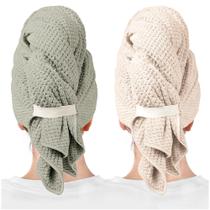ROLSHOL Kit com 2 Toalhas de Microfibra para Cabelo, Envolvimento de Secagem Rápida