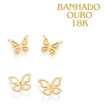 Rommanel 527367 Kit Brincos Borboletas Para Primeiro Segundo Furo Banhados Ouro 18k Rommanel 527367 Kit Brincos Borboletas Para Primeiro Segundo Furo Banhados Ouro 18k