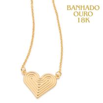Rommanel 531786 Colar Coração Trabalhado Banhado A Ouro 18k Lindo Presente Feminino Rommanel 531786 Colar Coração Trabalhado Banhado A Ouro 18k Lindo Presente Feminino