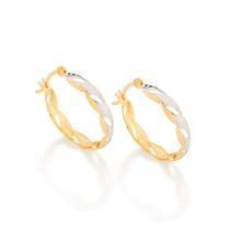 Rommanel Brinco Argola Média Dourada E Rhodium Folh 520387 Cor:Dourado