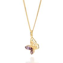 Rommanel Colar E Pingente Borboleta Folheado Ouro 18k