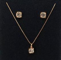 Rommanel Conjunto Cordão + Pingente + Brinco Fol Ouro 18k