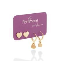 Rommanel Kit Brinco 1o E 2o Furo Folheado Ouro 18k Rommanel Kit Brinco 1o E 2o Furo Folheado Ouro 18k