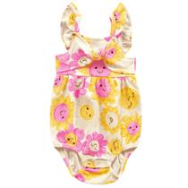Romper bebê amarelo flores Fakini
