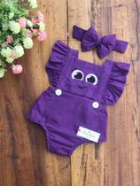 Romper Bebê Body Menina Fofos Tiara Jardineira Romper Bebê Body Menina Fofos Tiara Jardineira