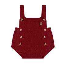 Romper Bebê Menina em Tricot Vermelho Fofinho