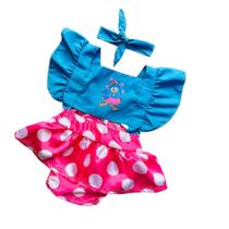 Romper bebê menina Galinha pintadinha com faixa de cabelo Romper bebê menina Galinha pintadinha com faixa de cabelo