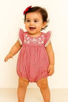 Romper Body Bebê Xadrez Vermelho Papilloo