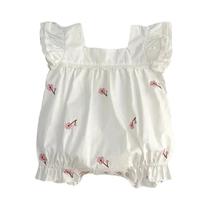 Romper Bordado Sem Mangas para Bebê - Roupa Infantil para Verão Romper Bordado Sem Mangas para Bebê - Roupa Infantil para Verão
