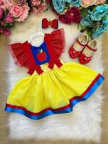 Romper Branca de Neve Macacão Vestido